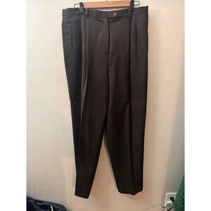 Rafaella Brown 100% Wool Pleated High Rise Straight Leg Dress Pants Womens 16